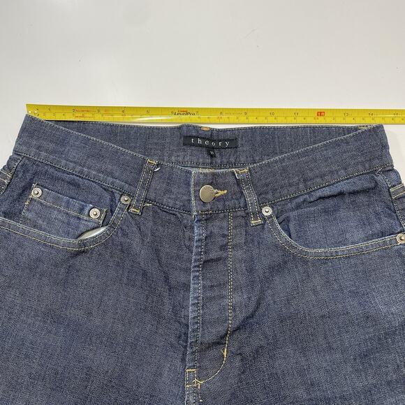 Theory Dark Blue Wash Straight-Leg Denim Button-Fly Jeans Men’s Size 30x28 - Picture 5 of 10
